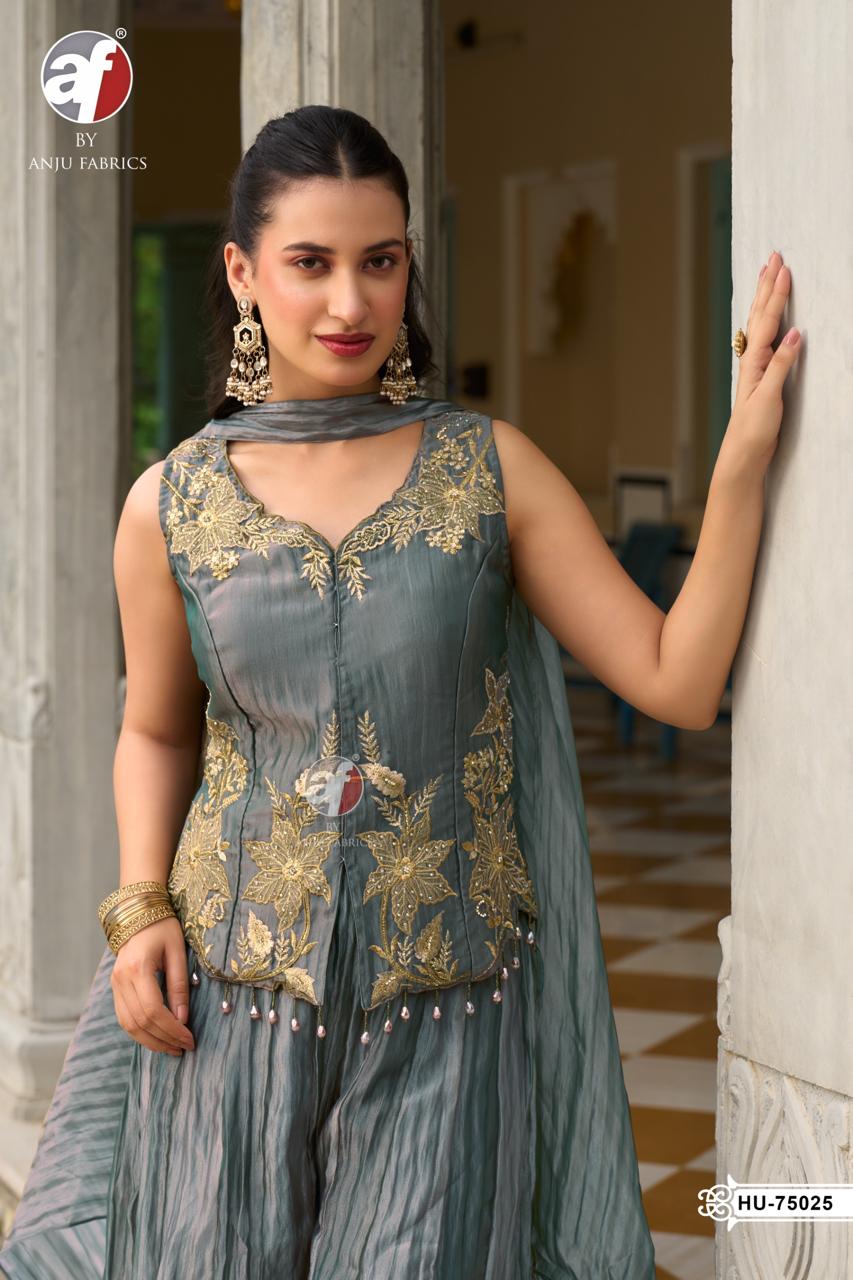 ANJU FABRICS 75027 PURE CRUSH TISSUE READYMADE KURTI