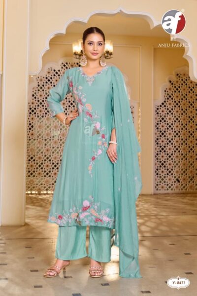 ANJU FABRICS 8472 FANCY A LINE THREE PIECE SET WHOLESALE