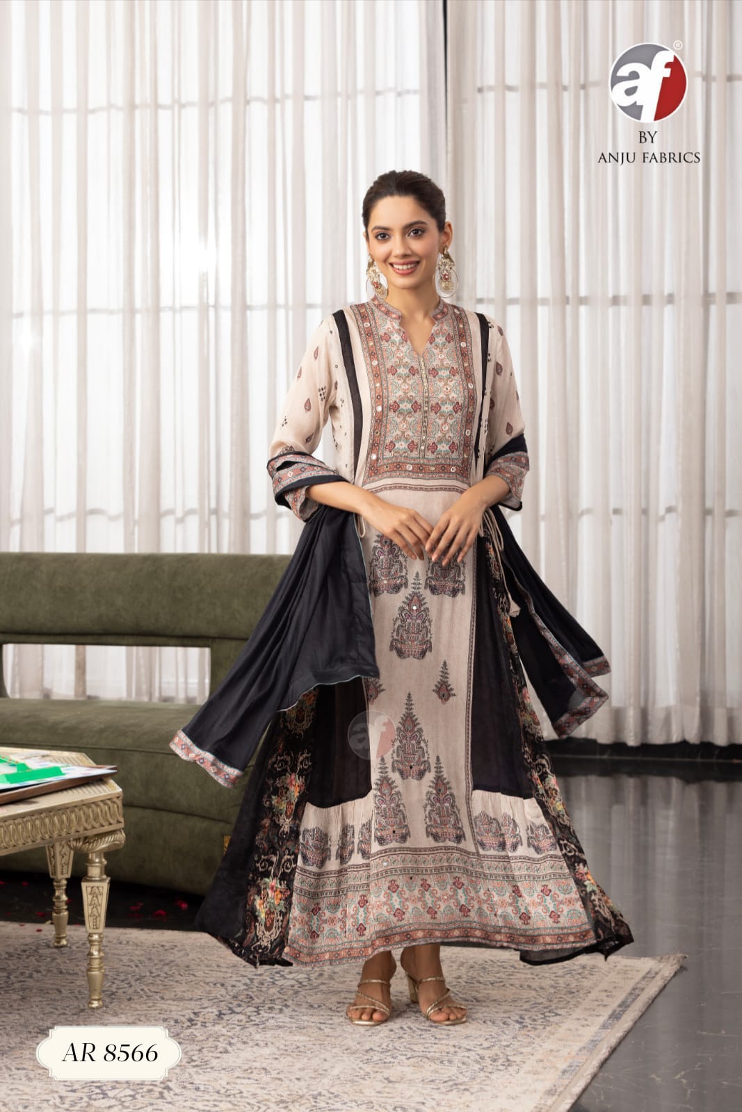 ANJU FABRICS 8566 PURE CHIFFON THREE PIECE WHOLESALE