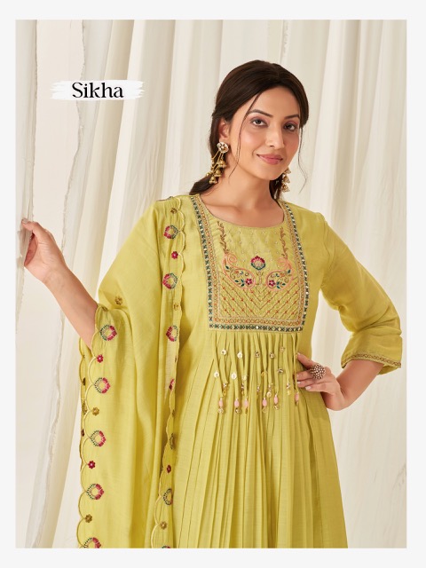 AT SIKHA MULL CHANDERI HANDWORK THREE PIECE SET