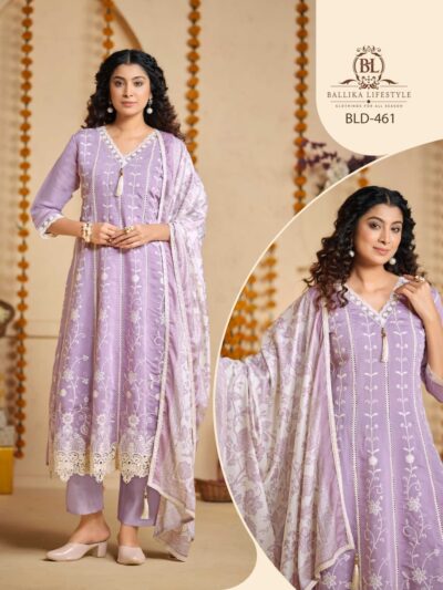 BL 461 SILK BLEND CHEMICAL EMBROIDERED ANARKALI SET