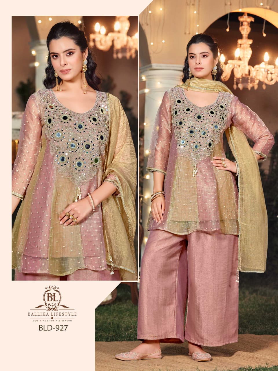 BL 927-928 SALASA PURE MIRROR WORK THREE PIECE