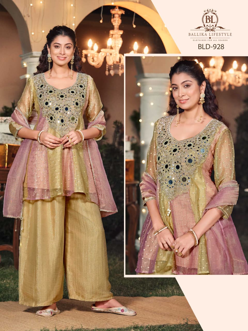 BL 927-928 SALASA PURE MIRROR WORK THREE PIECE