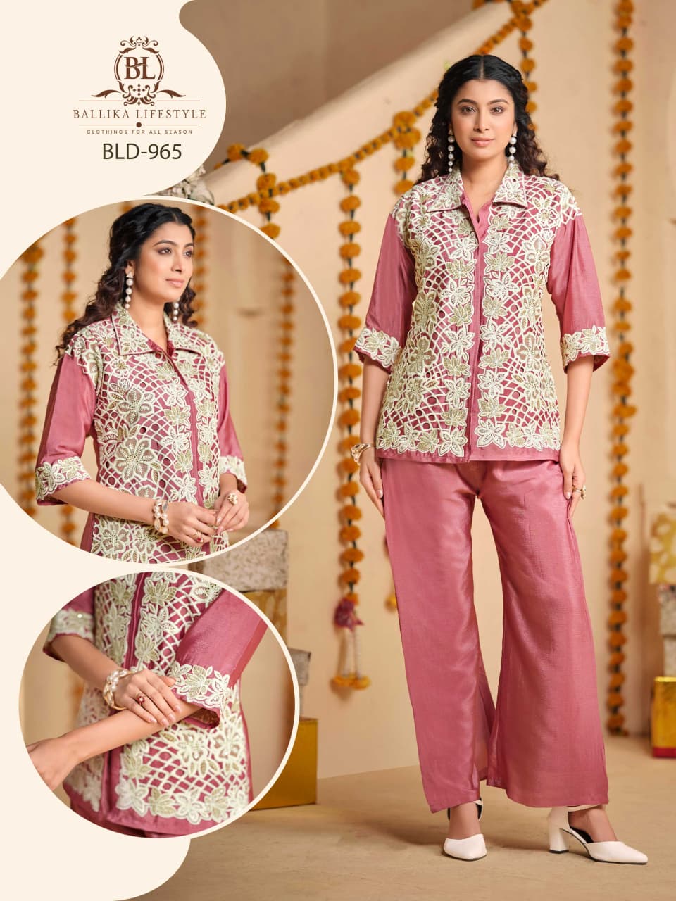 BL 963 TO 966 PURE CHINON HANDWORK TWO PIECE SET