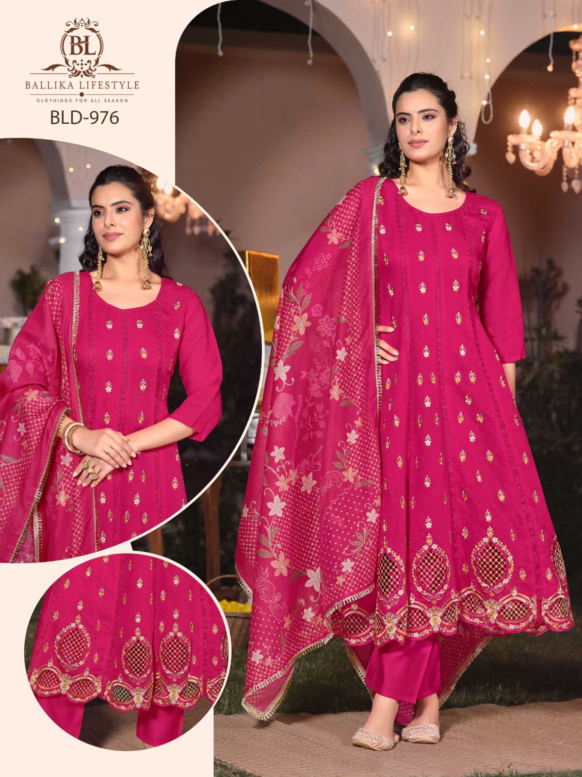 BL 975-976 PURE SOFT MULL ANARKALI SET IN WHOLESALE