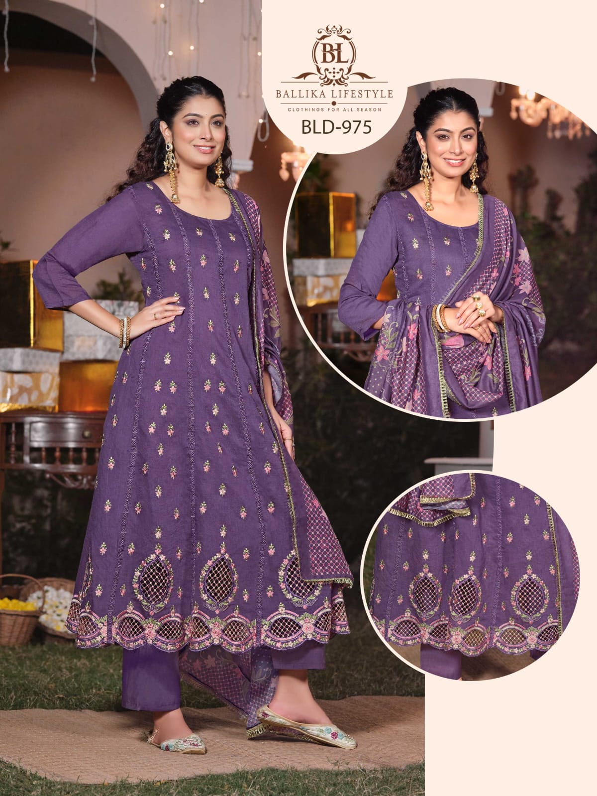 BL 975-976 PURE SOFT MULL ANARKALI SET IN WHOLESALE