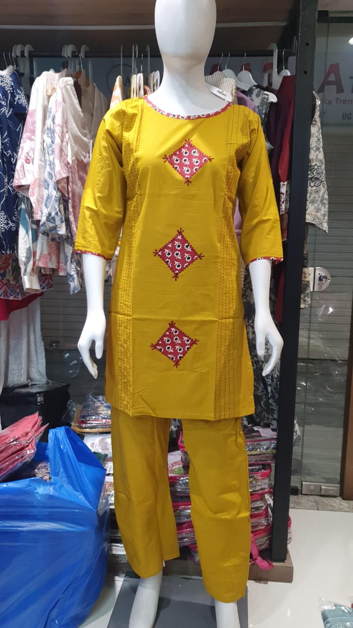 CAMRIC COTTON APPLIQUE WORK TWO PIECE SET
