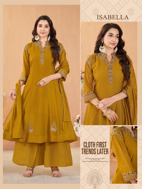 CORAL SILK EMBROIDERED WORK THREE PIECE WHOLESALE