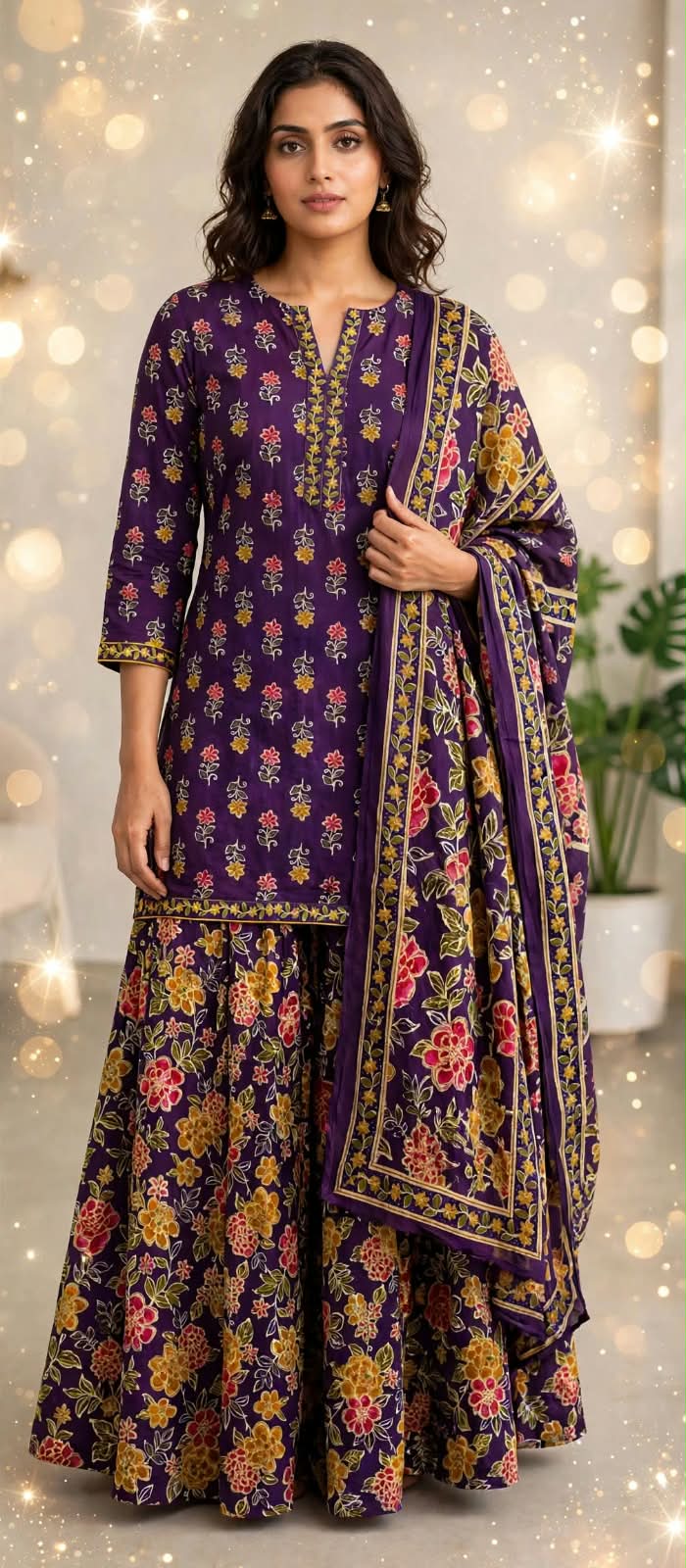 COTTON FULL GHERA SKIRT THREE PIECE SET WHOLESALE