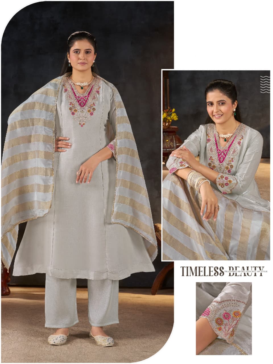 DESIGNER EMBROIDERED KHATIL WORK THREE PIECE