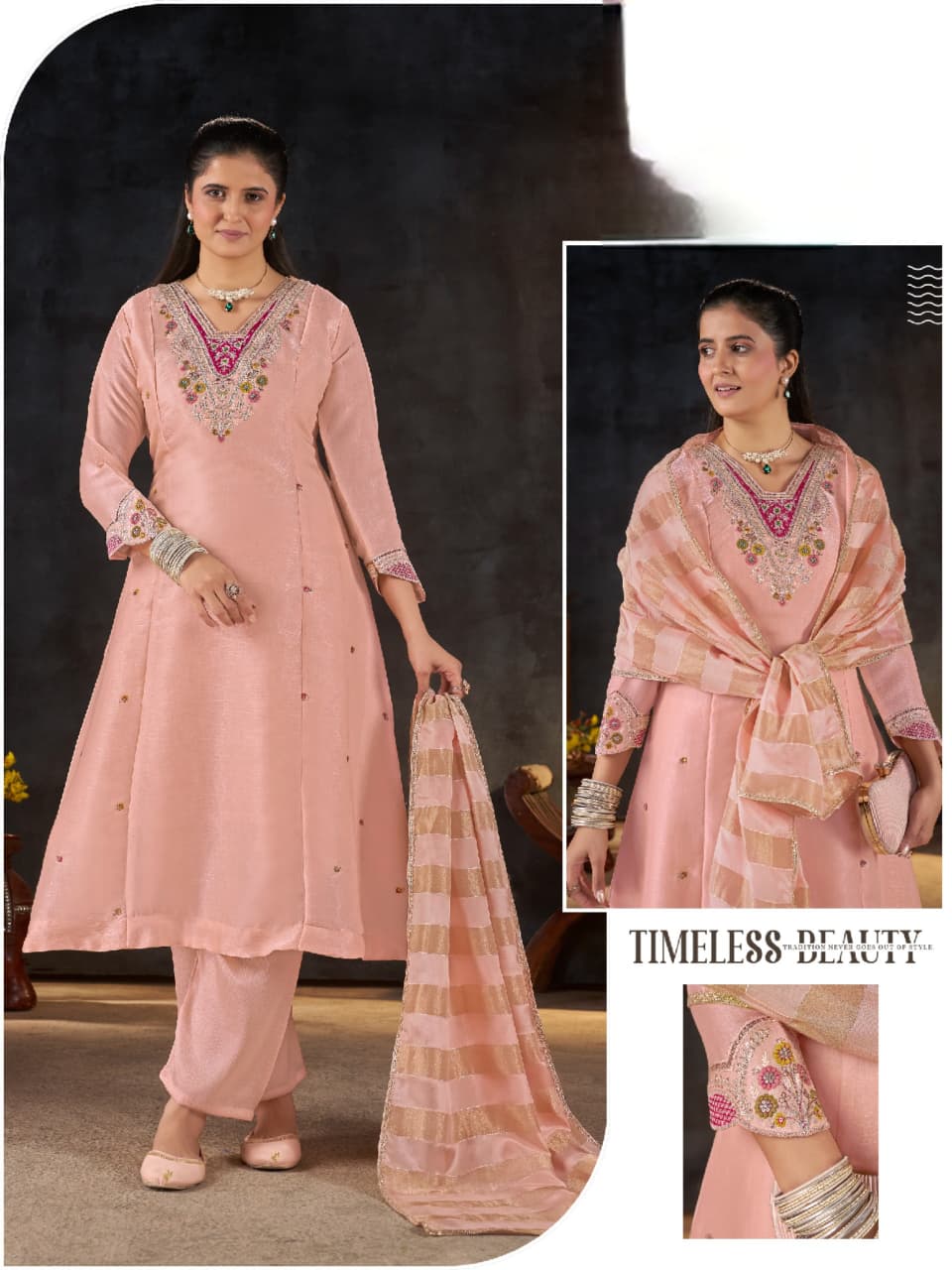 DESIGNER EMBROIDERED KHATIL WORK THREE PIECE