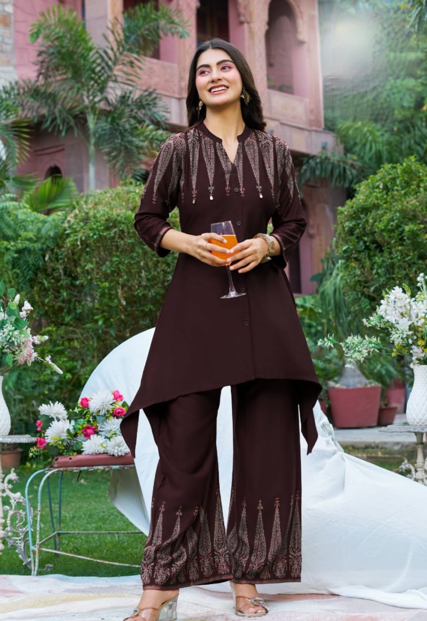 DESIGNER GAJI SILK PREMIUM CO ORD SET IN WHOLESALE