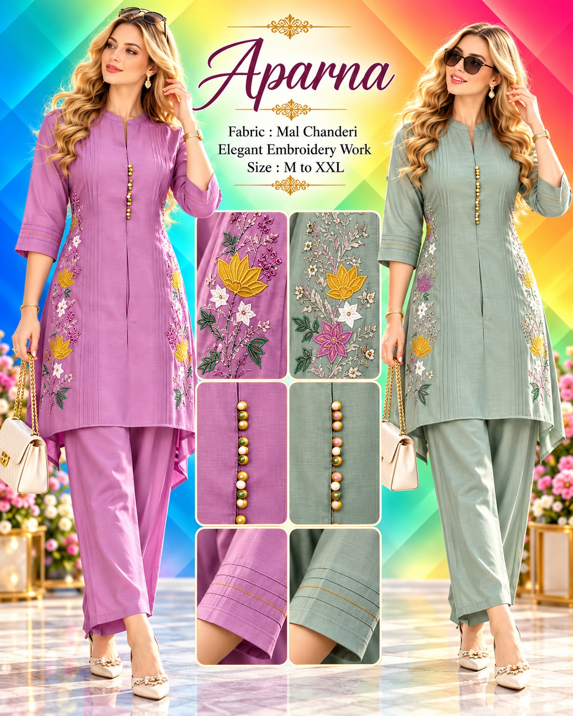 DESIGNER HANDWORK CO ORD SET IN WHOLESALE PRICE