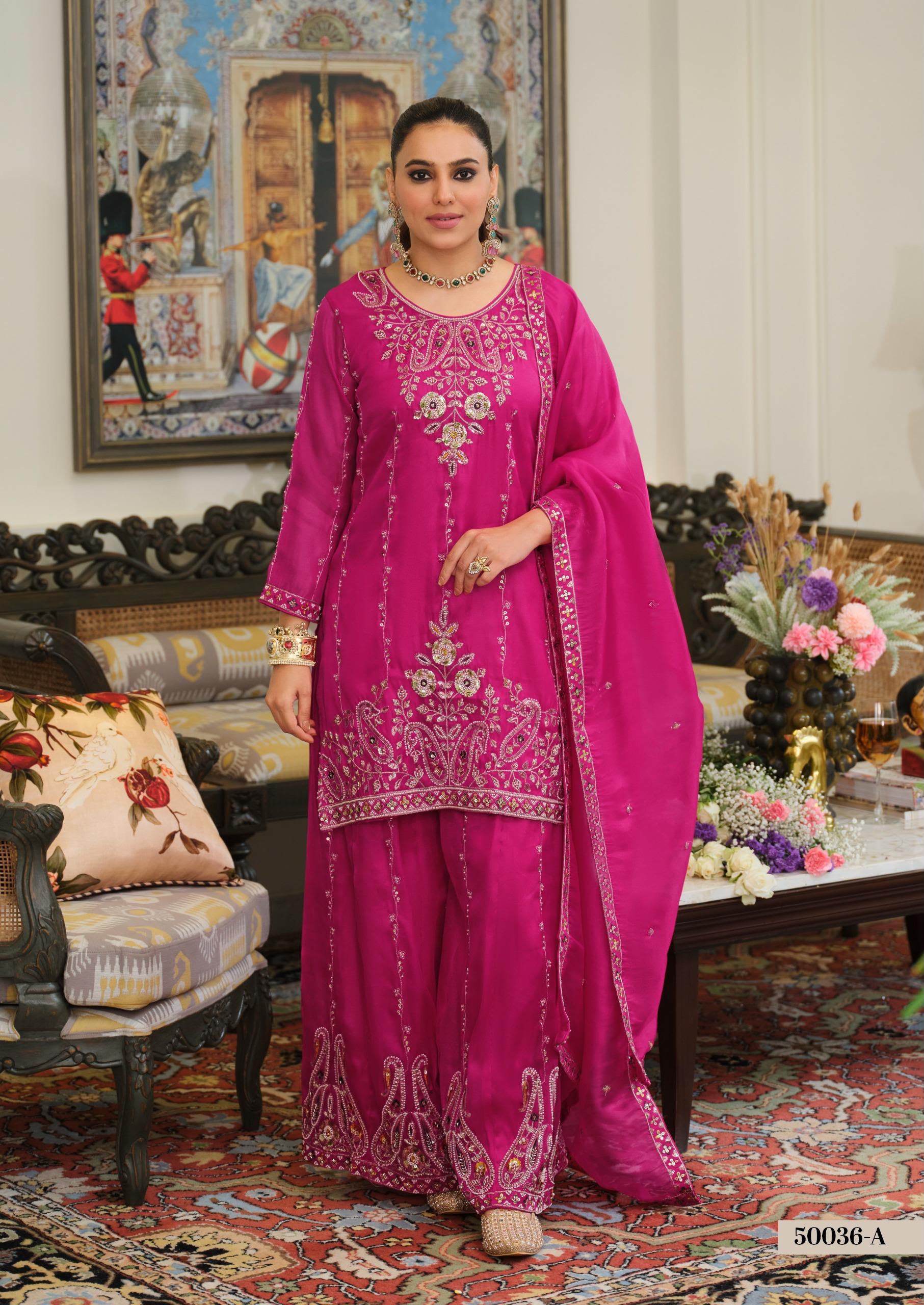EL 50036 DESIGNER BEATS EMBROIDERED KURTI SET