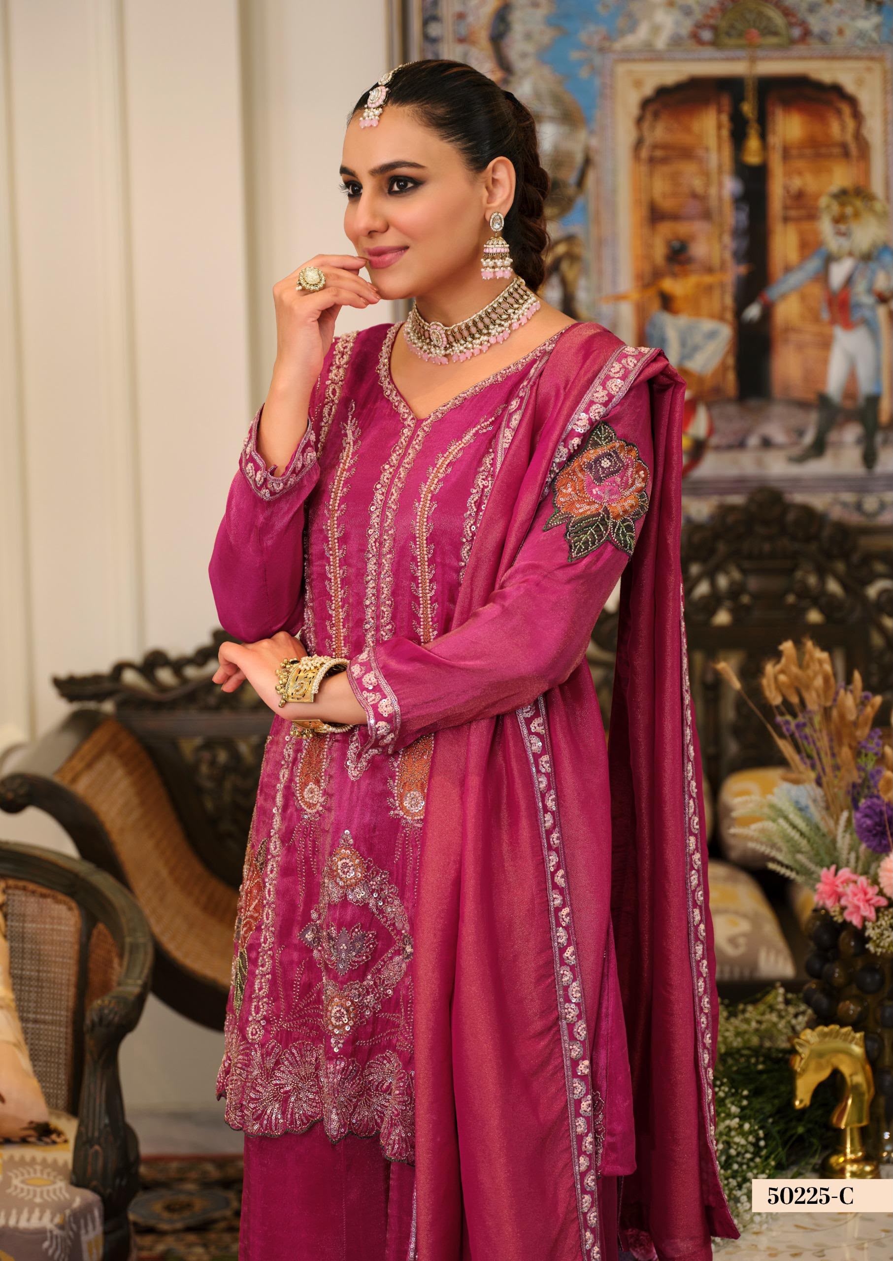 EL 50225 SIMAR BEATS EMBROIDERED THREE PIECE SET