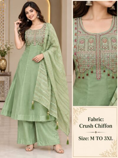 FANCY CRUSH CHIFFON READYMADE SALWAR IN WHOLESALE