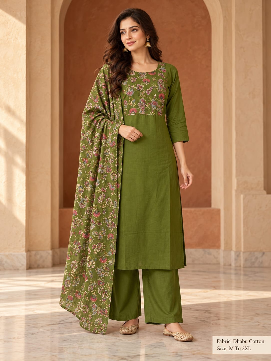 FANCY DHABU COTTON THREE PIECE KURTI WHOLESALER