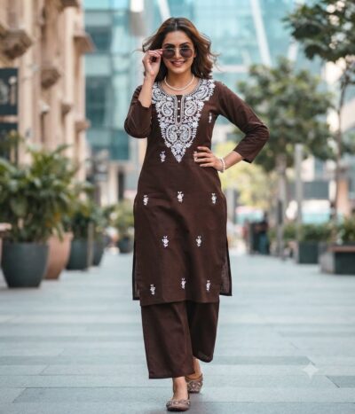 FANCY PREMIUM LUCKNOWI WORK TWO PIECE SET