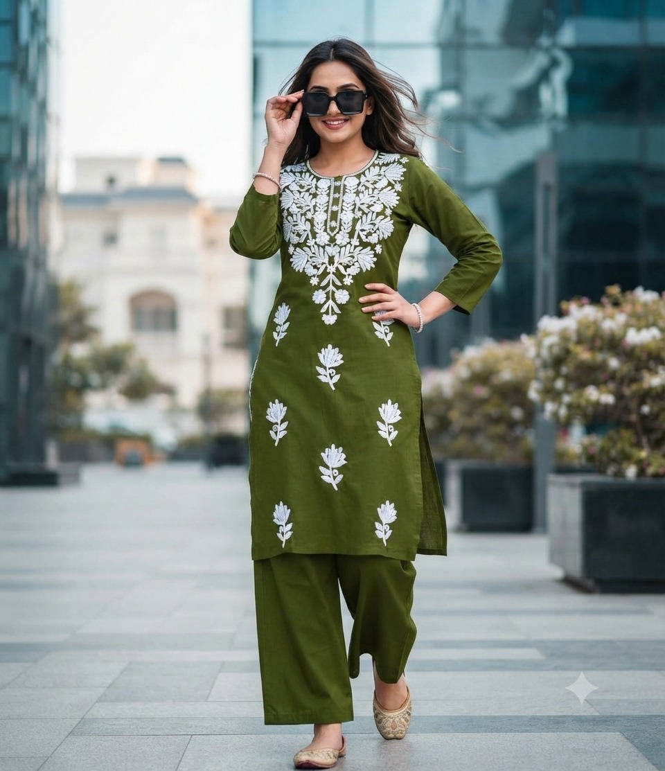 FANCY PREMIUM LUCKNOWI WORK TWO PIECE SET