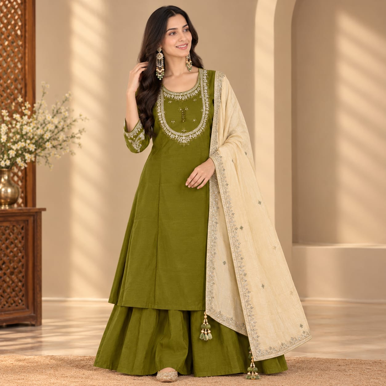 FANCY ROMAN SHARARA THREE PIECE IN WHOLESALE