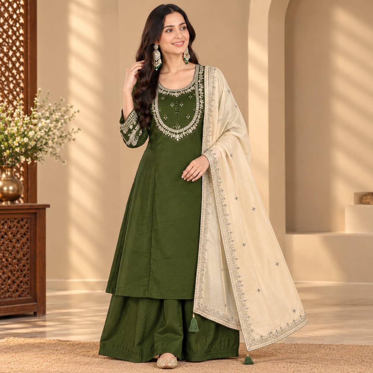 FANCY ROMAN SHARARA THREE PIECE IN WHOLESALE
