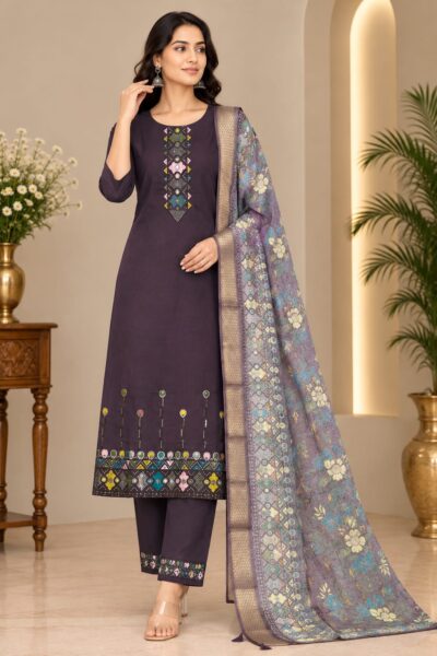 FANCY ROMAN SILK THREE PIECE SET IN WHOLESALE