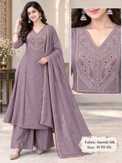 FANCY SOFT SILK THREE PIECE PLAZA PAIR KURTI COMBO