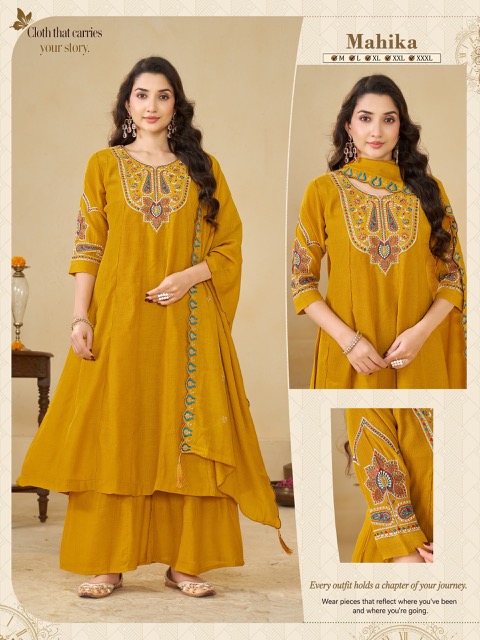 GHR CORAL SILK THREE PIECE KURTI SET IN WHOLESALE