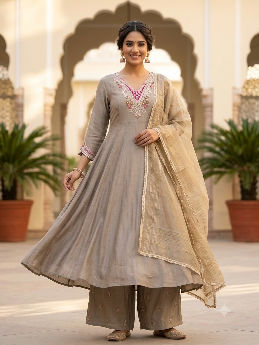 GPF CORAL SILK LONG GHERA GOWN WHOLESALER