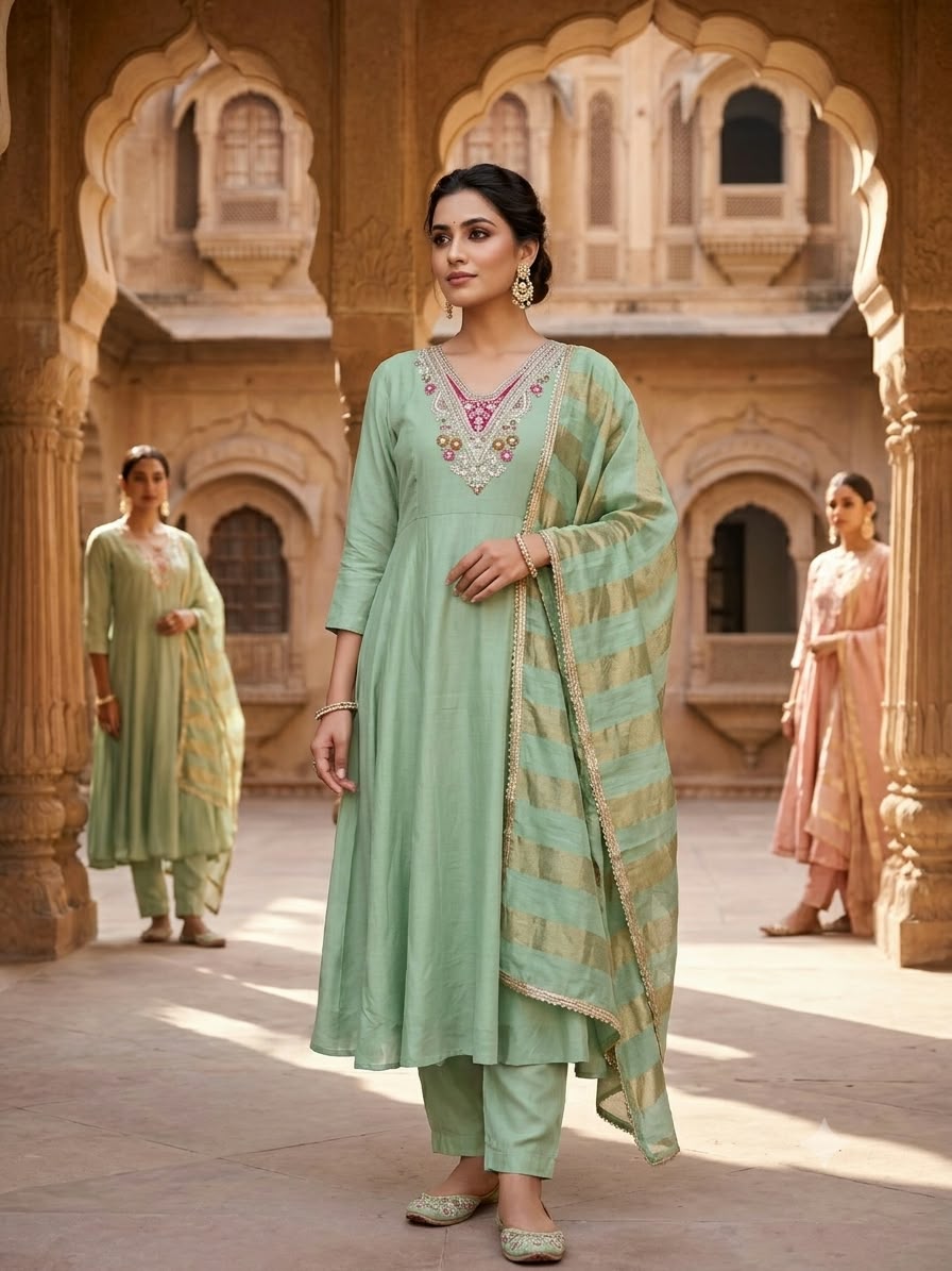 GPF CORAL SILK LONG GHERA GOWN WHOLESALER