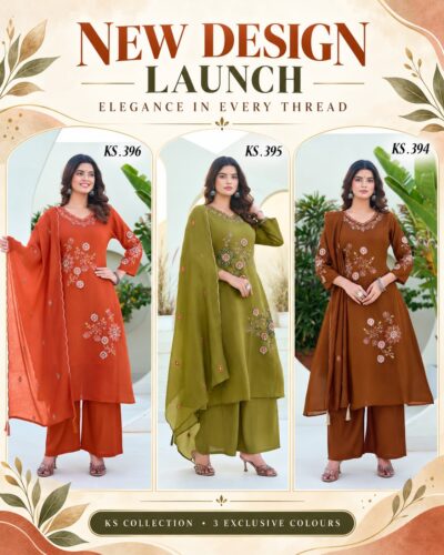 KADLEE 394 395 396 CORAL SILK HANDWORK KURTI WHOLESALER