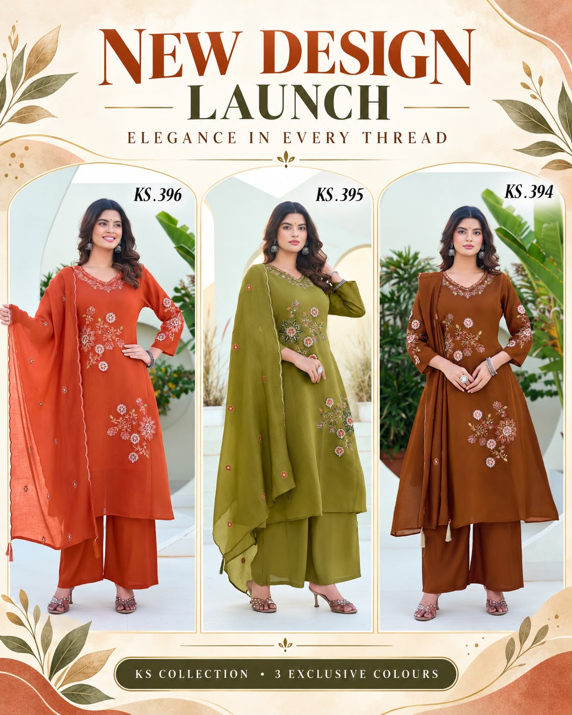 KADLEE 394 395 396 CORAL SILK HANDWORK KURTI WHOLESALER