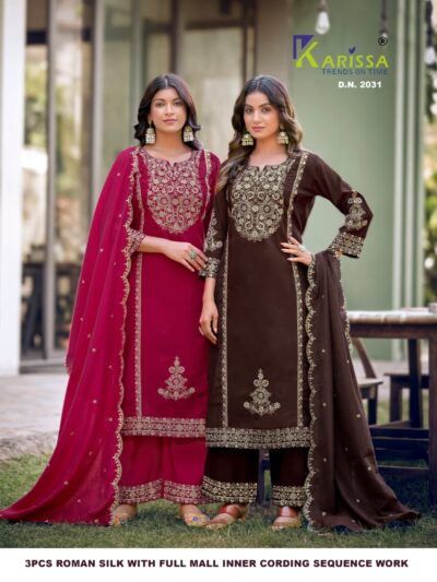 KARISSA 2031-2032 ROMAN SILK THREE PIECE KURTI SET