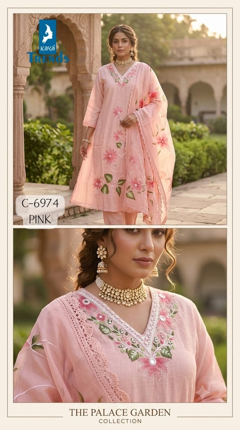 KAYA 6925 EMBROIDERED A LINE THREE PIECE SET