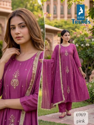 KAYA 6969 PURE HANDWORK READYMADE KURTI SET