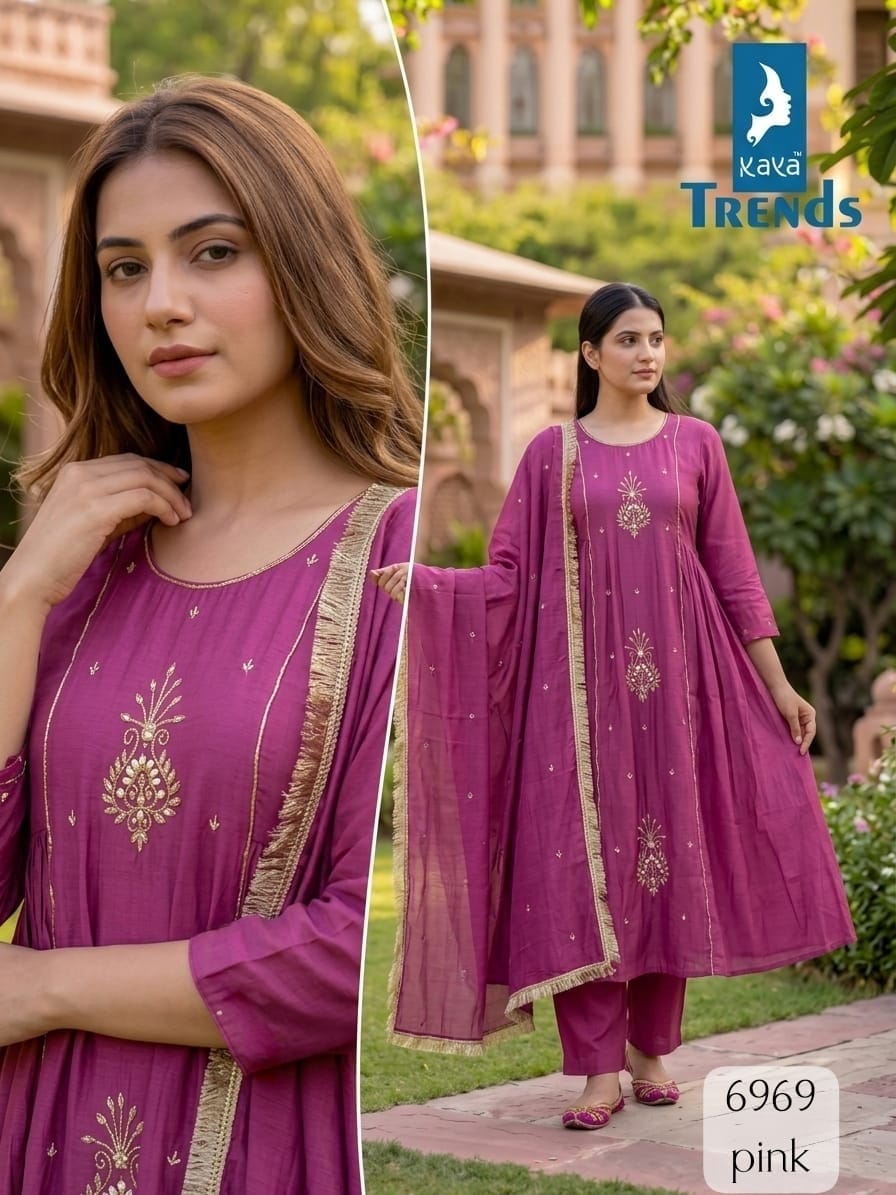 KAYA 6969 PURE HANDWORK READYMADE KURTI SET