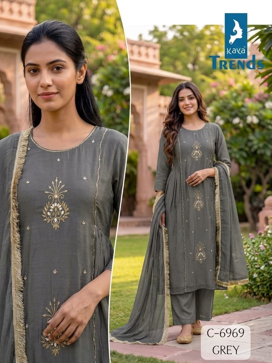 KAYA 6969 PURE HANDWORK READYMADE KURTI SET