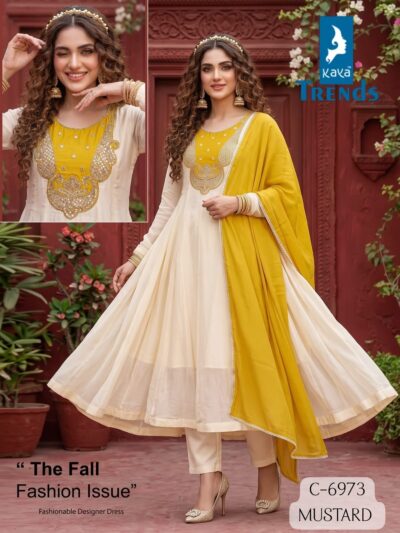 KAYA 6973 MUL CHANDERI LONG ANARKALI IN WHOLESALE