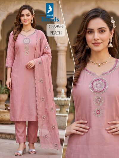 KAYA 6993 MUL CHANDERI DORI WORK KURTI WHOLESALE