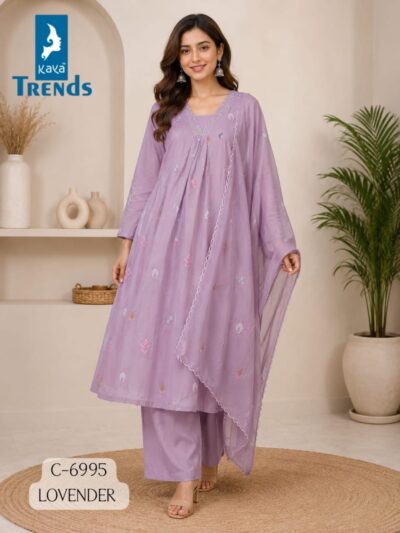 KAYA 6995 EMBROIDERED A LINE THREE PIECE WHOLESALE