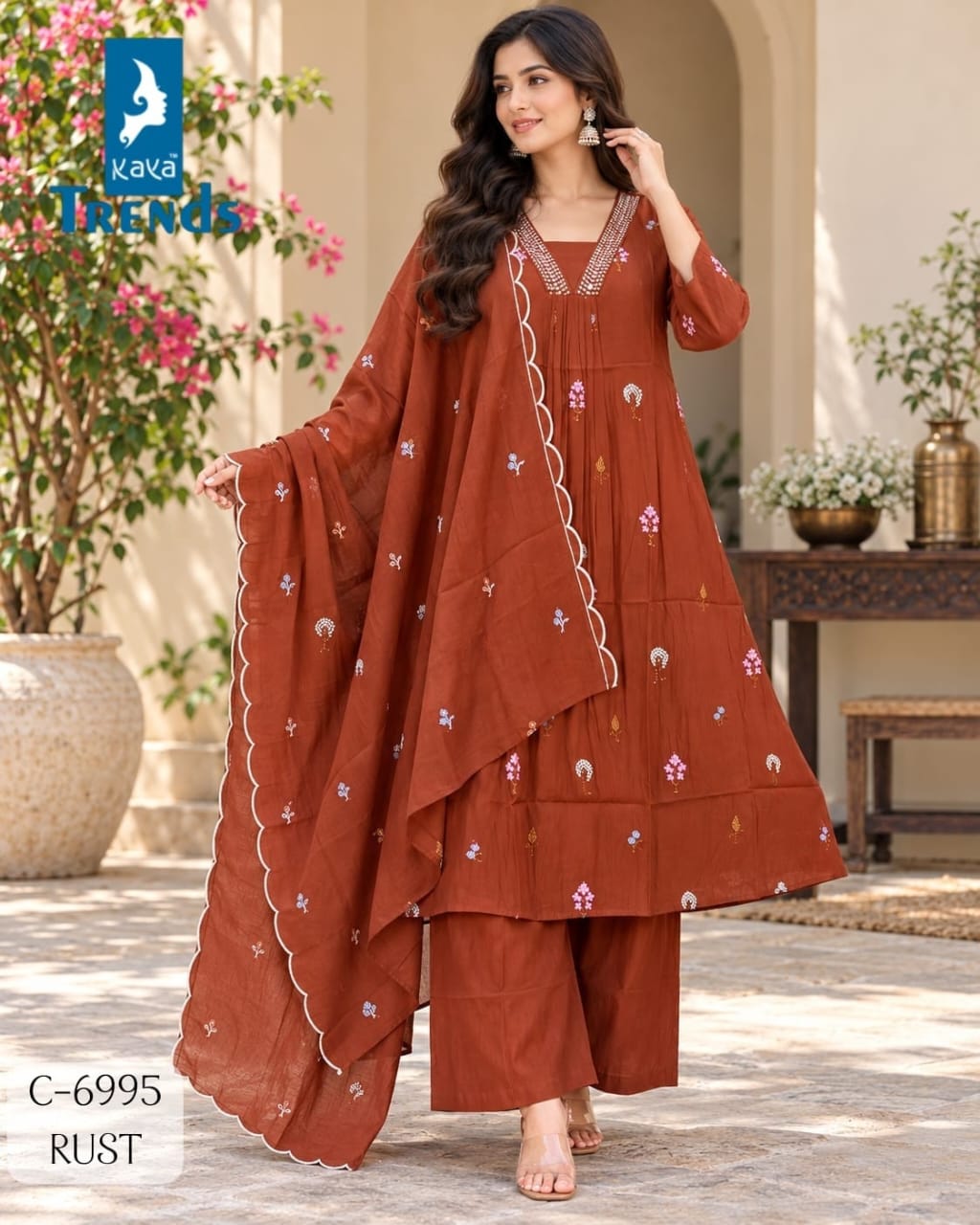 KAYA 6995 EMBROIDERED A LINE THREE PIECE WHOLESALE