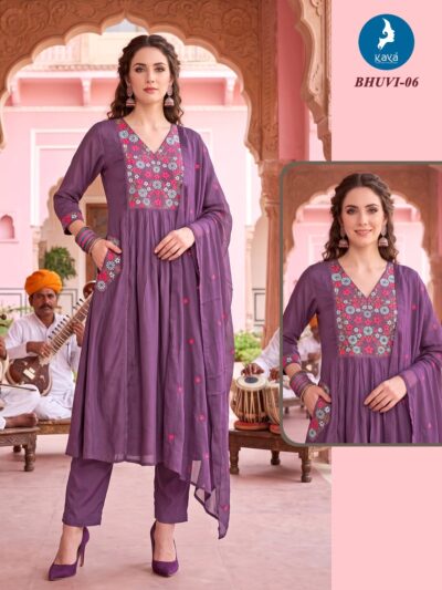 KAYA BHUVI MULL CHANDERI THREE PIECE ANARKALI SET