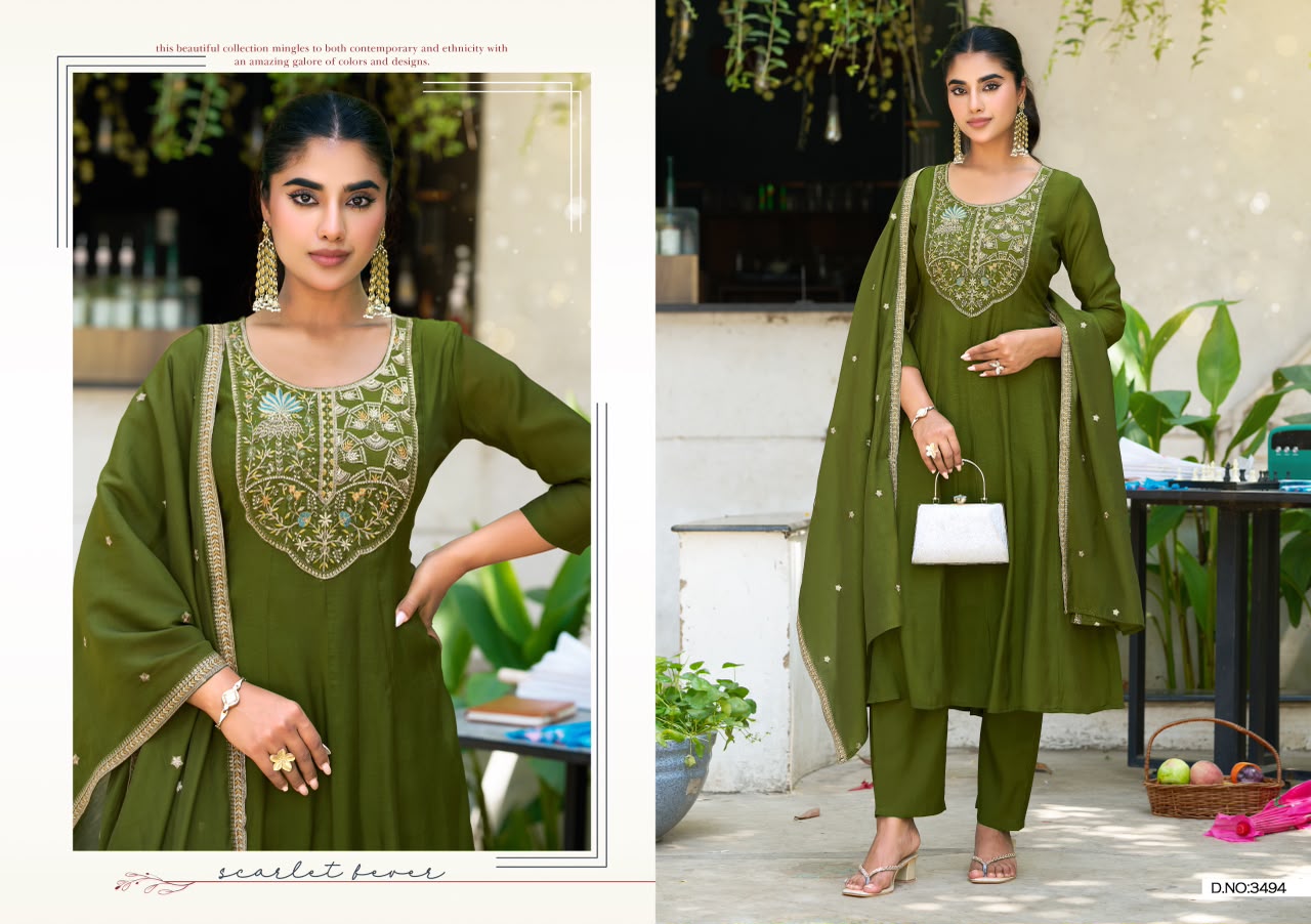 LADIES FLAVOUR 3492 TO 3494 MULL CHANDERI KURTI
