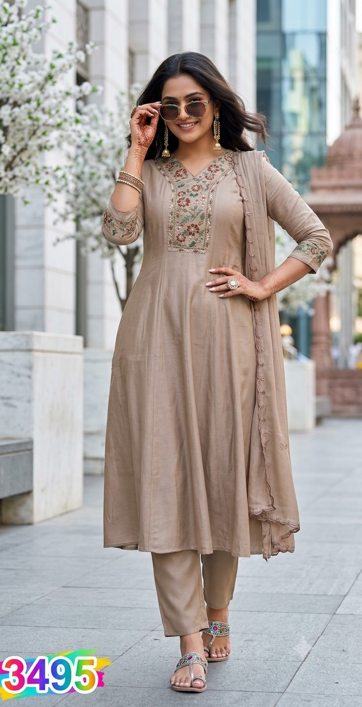 LADIES FLAVOUR 3495 TO 3497 VISCOSE THREE PIECE SET