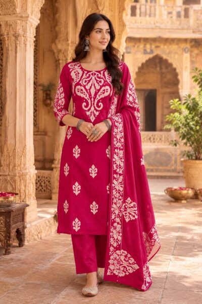 LATEST DHABU COTTON PRINTED THREE PIECE WHOLESALE