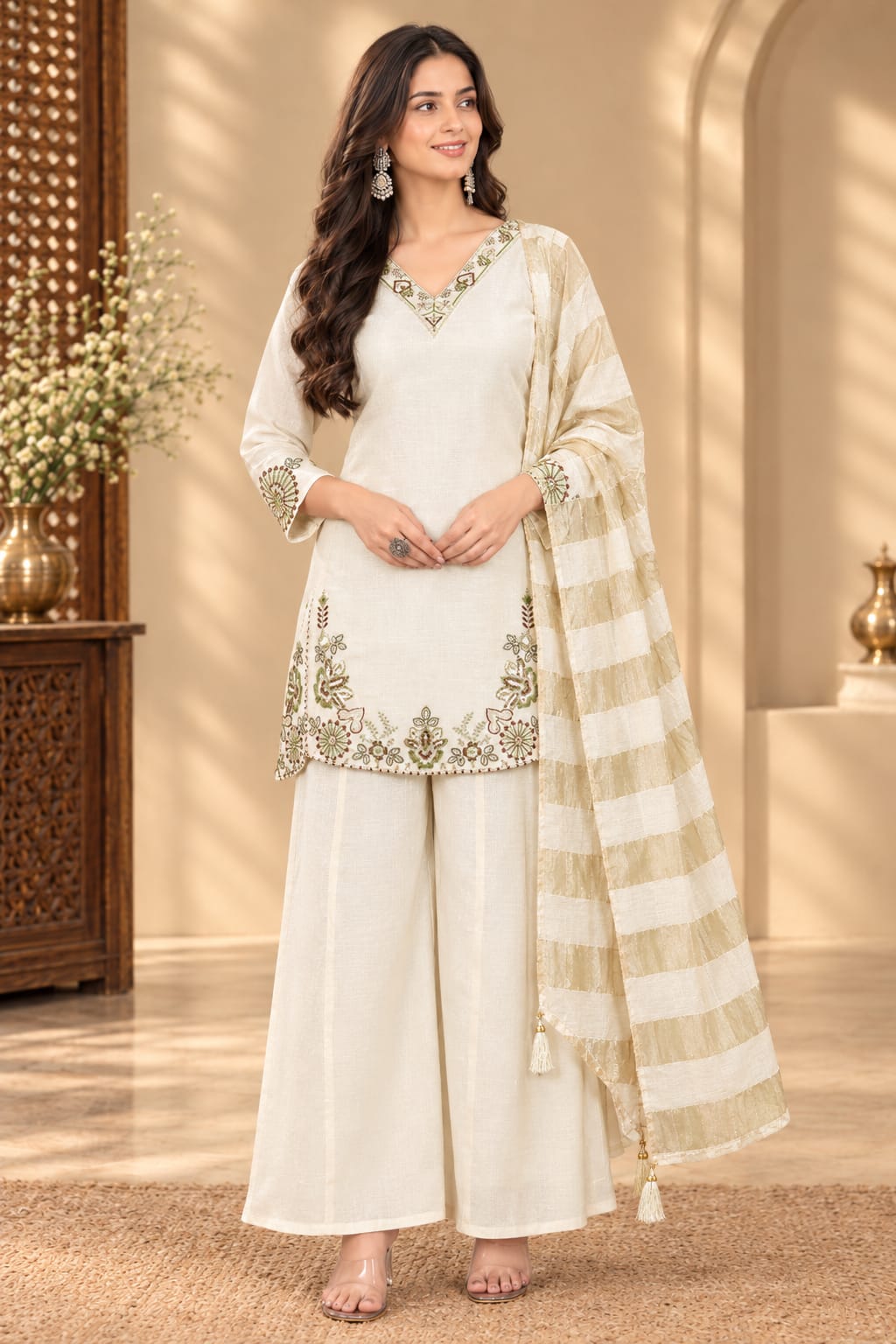 LATEST FANCY SHARARA STYLE THREE PIECE WHOLESALER