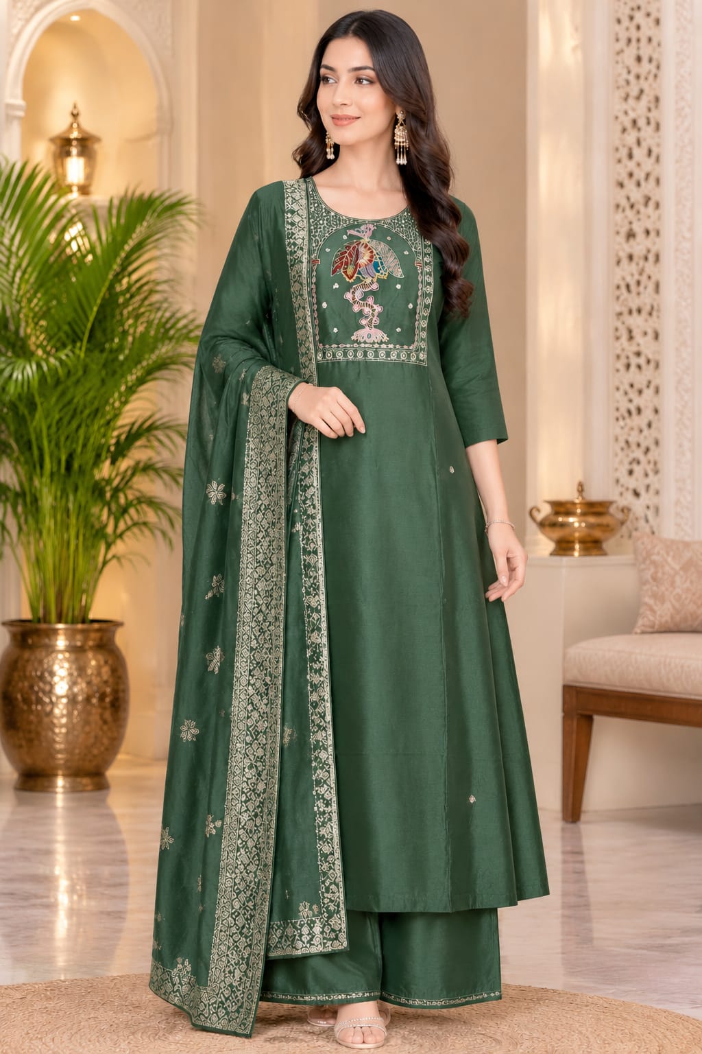 LATEST GAJI SILK THREE PIECE READYMADE SET