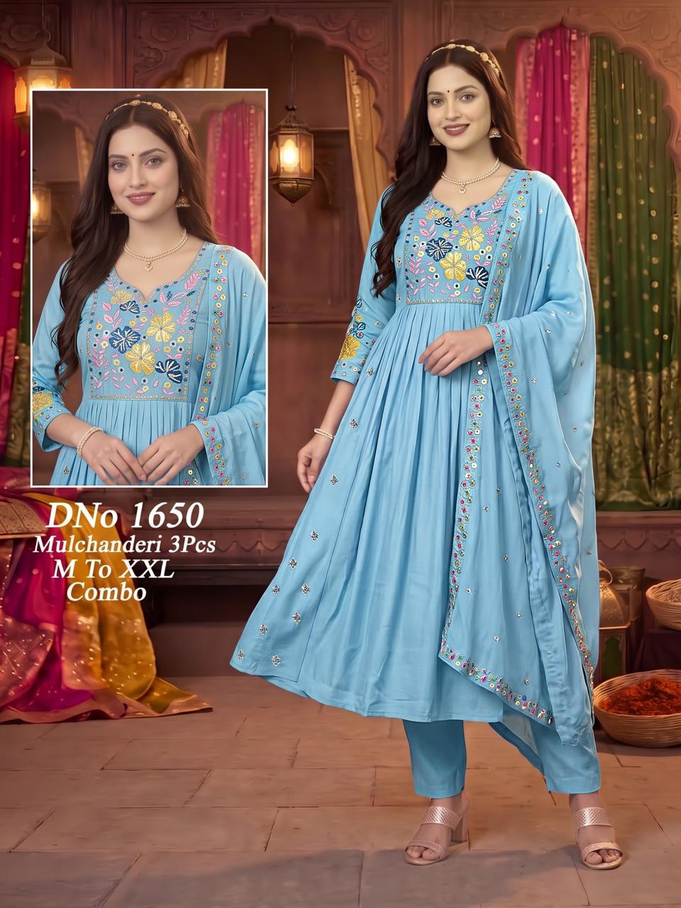 LATEST MULL CHANDERI GHERA THREE PIECE SET
