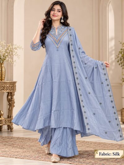 LATEST SOFT SILK THREE PIECE PLAZA PAIR SET WHOLESALE