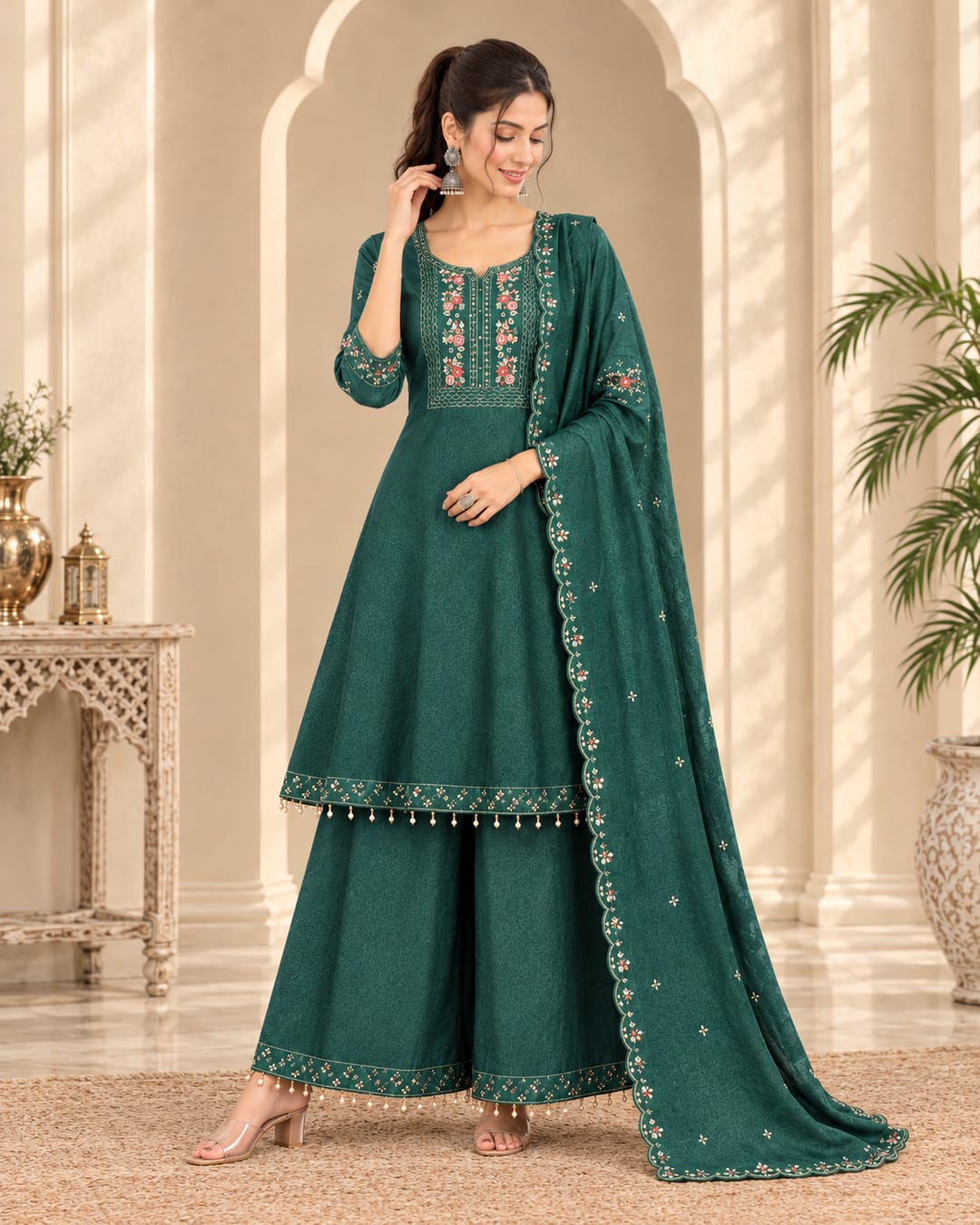 LATEST VERTICAN SHORT GHERA THREE PIECE SET WHOLESALE